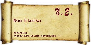 Neu Etelka névjegykártya
